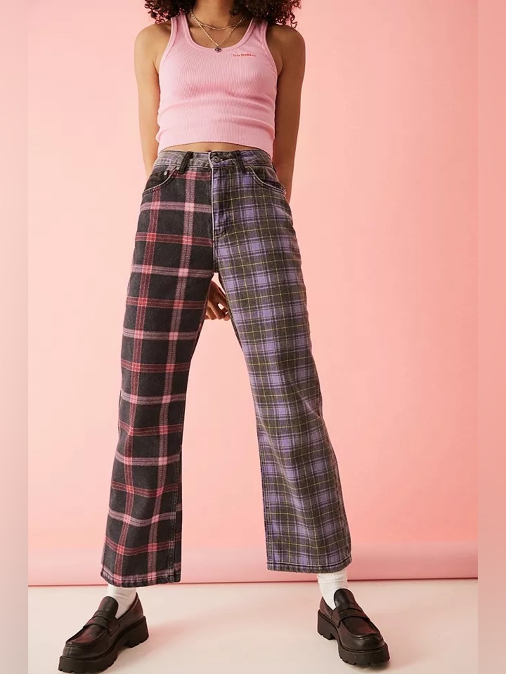The Ragged Priest Jekyl Check Dad jeans plaid print
